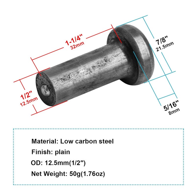 MOUNTAIN_ARK 20 Pack 1/2" x 1-5/8" Headed Concrete Anchor Stud, Weld Stud Pin for Arc Welding, Anchor Steel Base Plate - Image 2